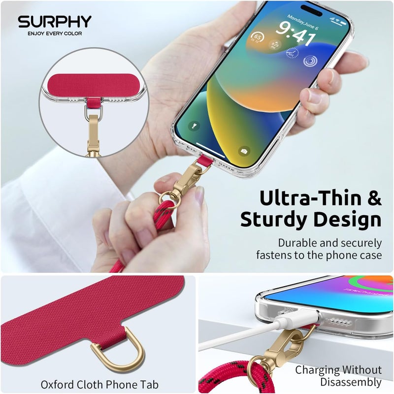 SURPHY Phone Lanyard Crossbody, Adjustable Cell Phone Lanyard with 2 Pack Phone Tether Tab, Two-Color Braided Phone Strap (Christmas Red) - Image 4